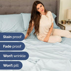 Split Head King Sheet Set – 4 Piece Flex Split Top King Sheets for Adjustable Beds - Fits 14” to 16" Mattress w/ Deep Pockets - Soft, Breathable & Cooling - Luxury Bedding and Wrinkle Free - Ice Blue