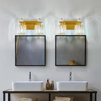 FDPBY Bathroom Vanity Lights 2-Light Gold Modern Crystal Vanity Light Fixtures Over Mirror Crystal Bathroom Vanity Lighting Fixtures