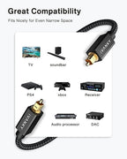 IVANKY Optical Audio Cable 3.3ft/1M, Nylon Braided, 24K Gold-Plated, Slim Metal Case, CL3 Rated, S/PDIF Digital Audio Fiber Optic Cable for Home Theater, Sound Bar, TV, PS4, Xbox, Samsung, Vizio