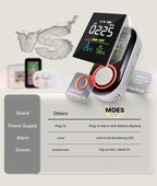 MOES Carbon Monoxide Detector Plug in, Backup Battery Digital CO Detector with Real-Time Display for CO Level, Temp & Humidity, Compact Plug-and-Play CO Alarm for Home, Apartment, RV & Travel