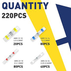 Haisstronica 220PCS Solder Seal Wire Connectors - Waterproof & Heat Shrink Electrical Connectors Kit (20Yellow 40White 80Red 80Blue)