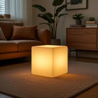 Mr.Go 15-Inch LED Cube Chair, 16 Dimmable RGB Colors Cube Seat w/Remote, Rechargeable Glowing Side Table, Waterproof Outdoor Floor Lamp for Patio, Pool, Home, Garden, Bar, Stage, Party Decor Lighting