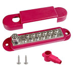 1/4" Stud Power Distribution Block Bus Bar with 12 x #8 Screws, Ampper 5.3" 12V 150A Marine BusBar Battery Distribution Block W/Cover for Car Audio Boat Solar (Red)