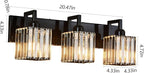 FDPBY Modern Bathroom Vanity Light 3-Lights Plating Black Vanity Light Crystal Wall Light Bathroom Light Fixtures