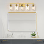 DIKAIDA 5 Light Gold Bathroom Vanity Light, Bathroom Light Fixtures, 31" Modern Brushed Gold Vanity Lighting Fixtures for Bathroom Over Mirror, Gold Sconces Wall Lighting for Bedroom