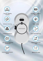 KADSKAN Window Cleaning Robot, Automatic Window Cleaner with Water Spray for Windows/Tiles/Class Door, Inside/Outside, 5600Pa Suction Power, 3.0 Path Planning, Remote Control