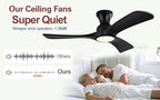 Gaizw 36 Inch Black Ceiling Fans with Lights, Flush Mount Ceiling Fan with Light, Modern Smart Wood Fan Light, 6-Speed Remote Control, Quiet Reversible Motor, Fans for Bedroom Study Room and Garage