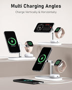 VBA 4 in 1 Wireless Charging Station for Apple MagSafe Charger,Fast Charging Magnetic Wireless Charger Stand with Night Light for iPhone 17 Air 16 15 14 13 12 Series,Apple Watch,AirPods Pro (White)