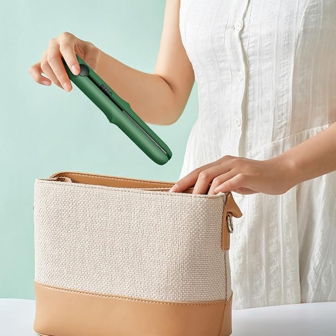 2 in 1 Mini Dual Purpose Curling Iron, 2026 New Portable Curling Wand & Flat Iron Hair Straightener, Mini Wave Hair Curling Iron Wand for Short and All Hair Types (Green)