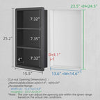 Recessed Medicine Cabinet No Mirror - 14x24 Bathroom Storage Wall Cabinet with 2 Shelves, 304 Stainless Steel Shower Niche, Matte Black Waterproof for Bathroom, Toilet, Vanity