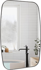 Black Oval Mirror, 24"×36" Bathroom Mirror for Wall Vanity with Stainless Steel Metal 0.8" Thin Frame, Oblong Bathrrom Mirror Modern Anti Rust