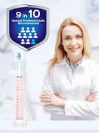 COSLUS Sonic Electric Toothbrush for Adults: 47000 VPM for Deep Cleaning & Whitening with Travel Case - 5 Modes for Sensitive Teeth & Braces, Wireless Charging, 6 Brush Heads, Pink & Green (2PCS)