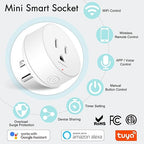 WiFi Smart Outlet Plug with Remote,GreenCycle 2PK Electric Smart Plug with Remote,Compatible with Alexa and Google Home via Tuya,15A/1500W，Remote Control from Anywhere,TUV FCC List(2.4G)