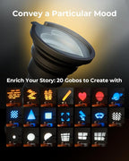 SMALLRIG RGB LED Photography Flashlight, 7500mAh Aluminum Alloy Patterned Ambient Light, 4 Color Fill Light with 20 Patterned Light Filters, Perfect for Photo, Content Creation Accessories RF10C 4634