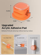 9 Pack Cord Organizer, Spring Cable Management, Adhesive Cute Cable Holder Clips, Phone Charger Wire Keeper for Desk Nightstand Car Office (9-Pack Orange)