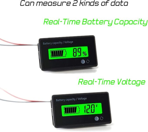 12V-48V Battery Meter, Voltage Indicator, Lead-Acid & Lithium Ion Battery Monitor, for Motorcycle, Car, Truck, Vehicle, Marine, Boat, Golf Cart, Club Car, Forklift
