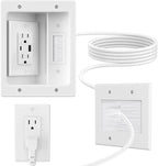 in Wall Cable Management Kit with Brush Wall Plate,AC Outlets & USB-A+USB-C Ports,9ft Cord,Hide Cords Recessed Wall Outlet for TV Cable Management,HDMI Cables and Home Theater Systems