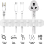 SOULWIT Upgraded Cable Holder, Cable Management Cord Organizer Clips Silicone Self Adhesive for Desktop USB Charging Cable Power Cord Bedside Wire PC Office Home (3/5/7 slot,White)