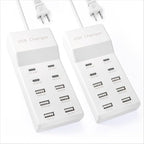USB Charging Station with 6 USB-A & 4 USB-C Ports, 50W 10A USB Charging Block for Smart Phone, Tablet, Laptop, Multiple Devices - USB Power Strip with Auto-Detect Technology (2 PCS)