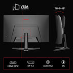 KOORUI 27 Inch Curved Gaming Monitor QHD (2560 x 1440) 180Hz, 1ms 1500R Display, Adaptive Sync, 90% DCI-P3, HDMI 2.0 & DisplayPort 1.4, VESA, Tilt, Eye Care, 27E6QCA