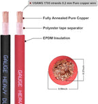 Shirbly 1/0 Gauge Battery Cable, 5FT Red + 5FT Black 1/0 AWG Pure Copper Wire Welding Cable, for Automotive, Battery, Solar and Generator, Standard USA OFC Wire