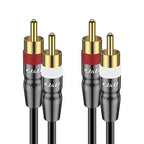 J&D RCA Cable, 2 RCA Male to Male Stereo Audio Cable, Gold-Plated Copper Shell, Heavy Duty, Compatible with Speaker, Amplifier, Subwoofer, 20 Feet