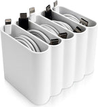 Cable Management Organizer Cord Management, Multiple Slots for Home, Office, Desk, Workshop, Durable Plastic Connectable Cable Organizer, Tangle-Free, Expandable Storage, White