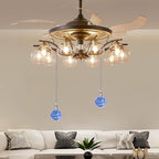 LONGSHENG - SINCE 2001 - 2PCS Light Blue Pull Chain Crystal Glass Ice Cracked Ball Pull Chain for Ceiling Fan Light Decoratio 50cm Extension Chain
