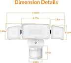 LEPOWER LED Security Lights Motion Sensor Light Outdoor, 38W 4200LM Light, 5500K, IP65 Waterproof, 3 Head Detected Flood Light for Garage, Yard, Porch (White)