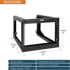 Tecmojo 6U Wall Mount Server Rack Swing Gate, 19in Computer/AV/Data/IT/Media Equipment, Black, Cold Rolled Steel, 24in Depth, Square&Tapped Holes