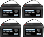 WOXABHSL 4 PCS 12V 100AH Lifepo4 Lithium Battery Up to 15000+ Deep Cycles, Buit in 100A BMS Perfect for Trolling Motors, Boat, Marine, Rv, Solar