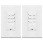ENERLITES 1-Hour Light Switch Timer, Countdown Wall Timer for Bathroom Fans, Heaters, No Neutral Required, 1-5-10-20-30-60 Min, 120VAC 800W, UL Listed, HET06-J6-W, White, 2 Pack