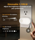 Lyridz Plug in Night Light with Motion Sensor, Smart Cool White LED Nightlights with 1-120LM Stepless Adjustable Brightness for Bathroom, Bedroom, Kitchen, Stairs, Hallway, 6 Pack