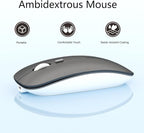 Uciefy Q5 Slim Rechargeable Wireless Mouse, 2.4G Portable Optical Silent Ultra Thin Wireless Computer Mouse with USB Receiver and Type C Adapter, Compatible with PC, Laptop, Notebook, Desktop (Grey)