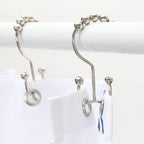 Shower Curtain Hooks, Goowin Shower Curtain Rings, Stainless Steel Shower Curtain Hooks Rust Proof Free Sliding Double Shower Hooks for Curtain, Shower Curtains & Liners (Nickel)