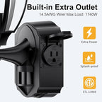 2 Pack Porch Lights Outdoor with Outlet, Motion Sensor Outdoor Wall Lights, Updated Dusk to Dawn Exterior Lighting Fixtures Waterproof Anti-Rust Aluminum Outside for House Entryway Garage, Black