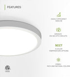 ASD LED 18" Round Flush Mount Ceiling Light Fixture, Low Profile Surface Lighting | 5CCT, Dimmable, Ultra-Thin, ETL Listed | 32W 2600LM 2700-6000K 100-277V | Kitchen, Hallway Lamp | White, 2 Pack