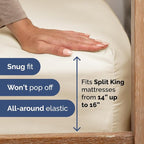Split Head King Sheet Set – 4 Piece Flex Split Top King Sheets for Adjustable Beds - Fits 14” to 16" Mattress w/ Deep Pockets - Soft, Breathable & Cooling - Luxury Bedding and Wrinkle Free - Off White