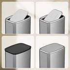 8L/2.1 Gal Small Bathroom Trash Can with Lid, Swing-Top Rectangular Waste Bin, Stainless Steel Garbage Can for Home, Office, Toilet, Bedroom, Living Room (Silver)