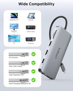 USB C Laptop Docking Station Dual Monitor HDMI for Dell HP 11 in 1 Type USB C Hub Triple Display Multiport Adapter Dongle to 2 HDMI 4K Ethernet 4 USB PD SD TF VGA for MacBook Lenovo Surface