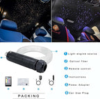 AZIMOM Car Use Bluetooth 6W RGBW LED Fiber Optic Lights Star Ceiling Light Kit APP Remote Controller Mixed 295pcs 9.8ft Optic Cable Music Mode Sensory Lighting Indoor Home Interior Decoration