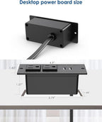 Jgstkcity Conference Recessed Power Strip Socket 9.8Ft Cord,Furniture Flush Mount Charging Station,Desktop Power Grommet Power Strip with 2 Outlets,2 USB Ports,Desk Outlet for Side Table or End Table