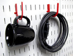 Wall Control Pegboard Accessory U-Shaped Slotted Metal Hook Red (Pack of 2)