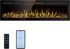 60" WiFi Electric Fireplace Inserts, Recessed and Wall Mounted Fireplace Heater W/Adjustable Flame Color & Brightness, Thermostat, 9H Timer, App and Remote Control, Low Noise, 750/1500W