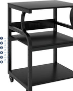 Natwind Large Printer Stand,24''x20''x29''Printer Table with Adjustable Storage Shelf,3 Tier Rolling Printer Cart with Wheels,Home Office Multifunctional Shelves for Heat Press (Black)