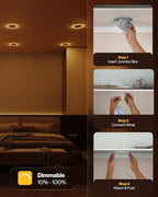 Sunco 4 Inch LED Recessed Lights with Night Light, Slim Ceiling Lighting, 900 LM, 11W (110W Equiv), Selectable CCT 2700K/3000K/3500K/4000K/5000K, Dimmable, Canless with Junction Box ETL 4 Pack.