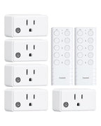 TREEWELL Remote Control Outlet, 200FT Long Range Wireless Light Switch, Mini Remote Outlet Plug, 15A/1875W High-Power for Lamps, Lights, Household Appliances, FCC & ETL Listed (5 Outlets + 2 Remotes)