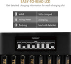 Tenergy 8 Count AA NiMH Premium Pro Rechargeable Batteries and TN480U 8-Bay LCD Display Fast Charger
