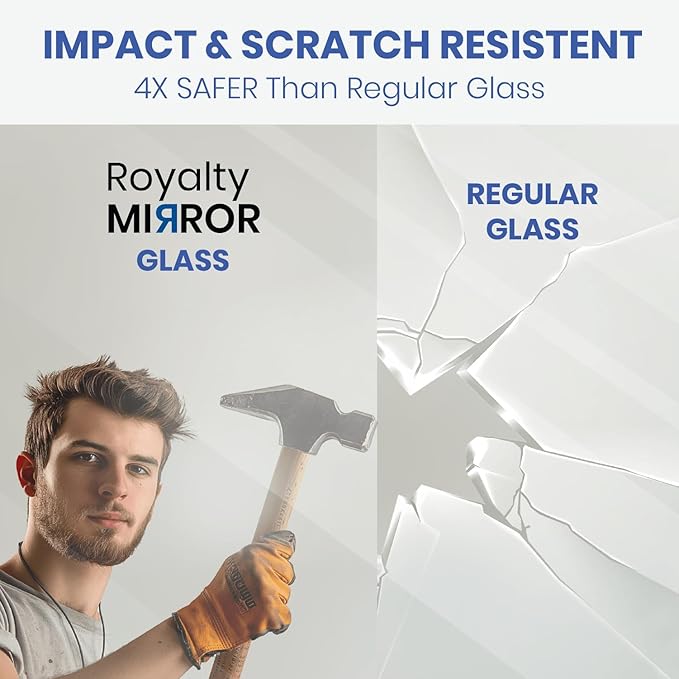Royalty Fixed Shower Screen - 30" x 60" Frameless 3/8" Clear Tempered Glass Panel with Hardware - Easy Clean Smart Guard Coating - Minimalist Modern Design for Bathroom - Chrome
