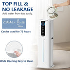 9L Smart Humidifiers for Bedroom Large Room, 2.3Gal Cool Mist Top Fill Diffuser App & Remote Control, 3 Mist Modes, Quiet Humidifier for Home Office Plant (APP White)